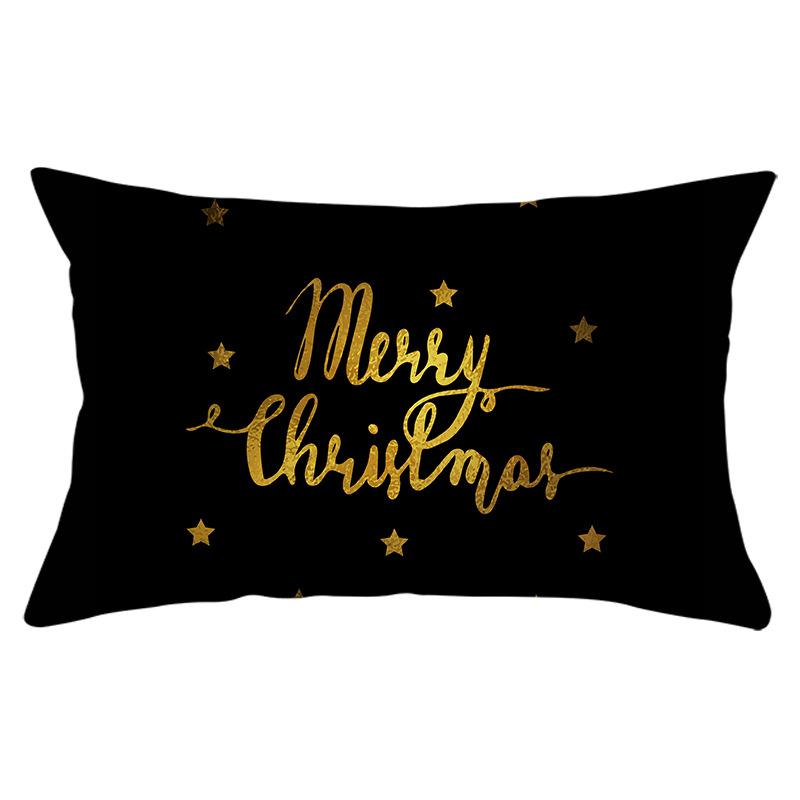 New Black Gold Series Christmas Peach Skin Print Waist Pillow Cover Home Accessories Cushion Cover Sofa Cushion Cover
