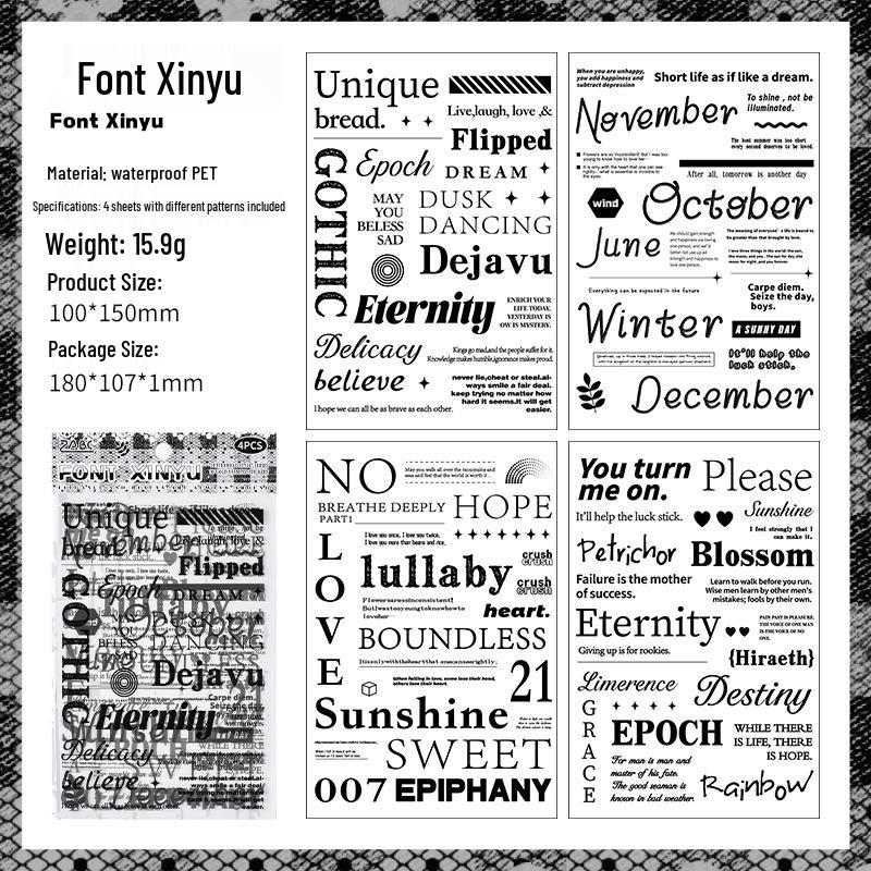 Yuezhen Creative English Imprint Die-Cut PET Journal Stickers
