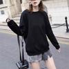 Korean Style Women's Loose Round Neck Hoodie - Autumn/Winter Long Sleeve, Versatile and Fashionable