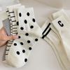 White Striped Socks, Women's Autumn C-letter Polka Dot Mid-calf Socks, Trendy Women's Socks, Casual Socks
