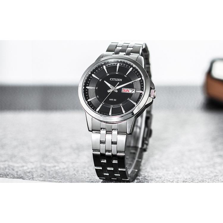 Citizen Quartz Movement Stainless Steel Strap Watch Men's Watches Black Dial BF2011-51E