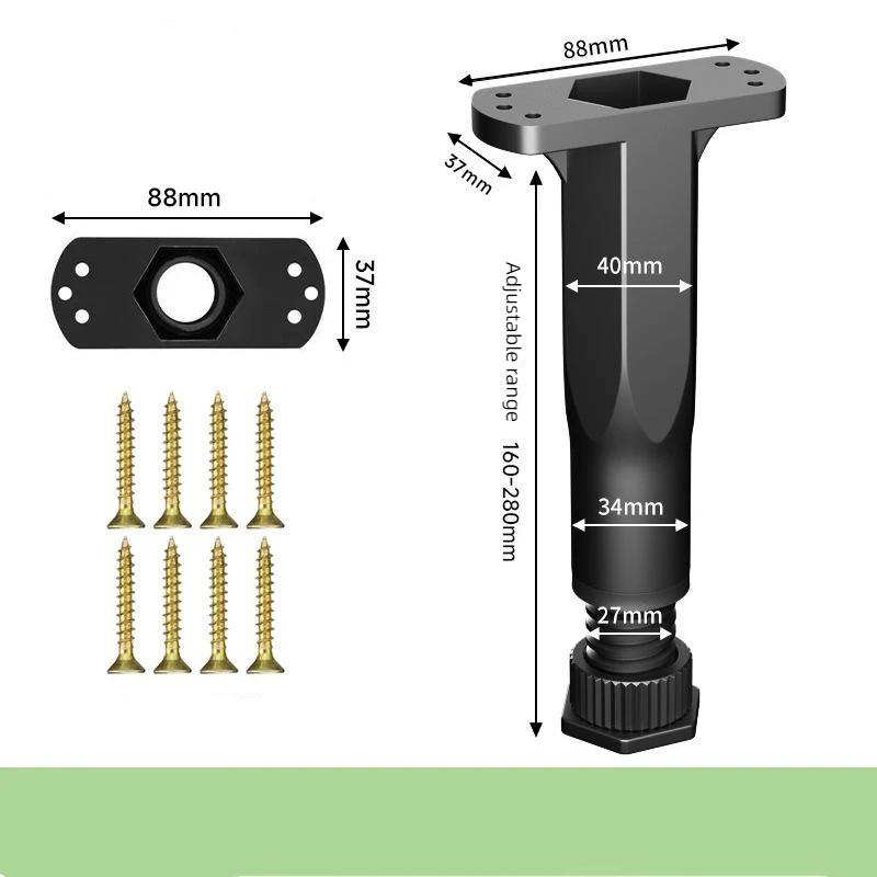 4 Stück Verstellbare Bettgestell Stützbeine Kunststoff Teleskop Stützfüße Schlafsofa Schrankboden Tragwinkel