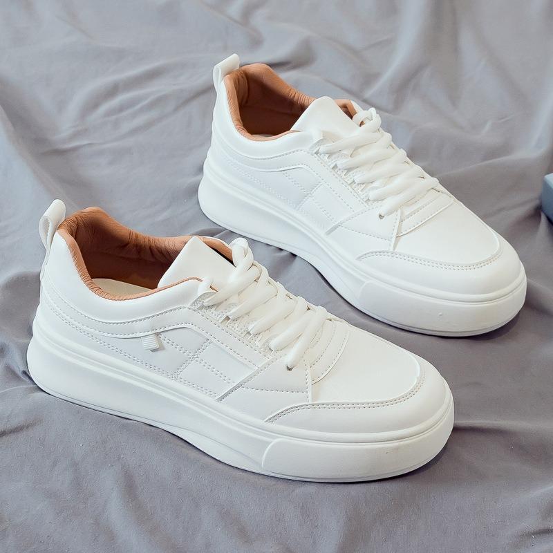 Tenis Feminino Mujer Women Skateboard Shoes Trendy Flats Casual Sneakers Fashion Lace-up Leather Small White Shoes Walking Shoes