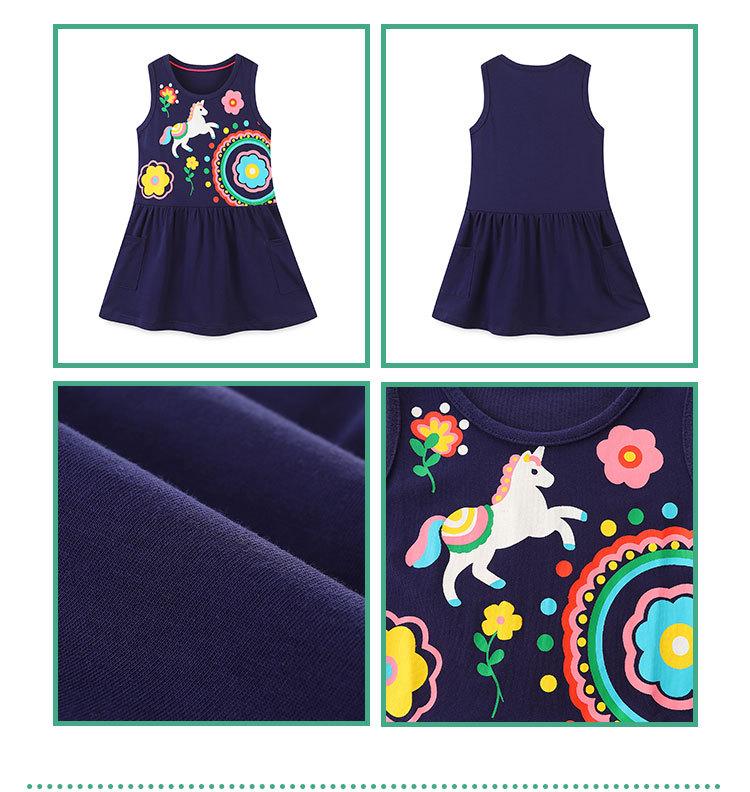 Summer European Style Girls' Knit Cotton Cartoon Princess Tank Dress