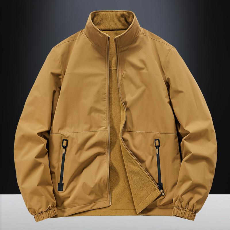 Autumn and Winter New Men's Double-sided Thickened Jacket Middle-aged and Young People Stand-up Collar Loose Large-size Top