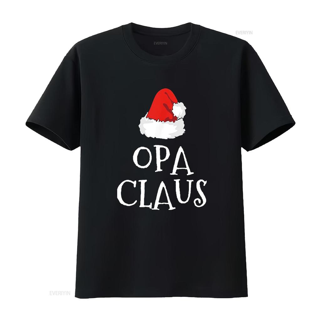 Mens Family Opa Claus Christmas Santa s Hat Matching Pajama T Shirt Black vintage Washed Stylish Soft Comfortable streetwear