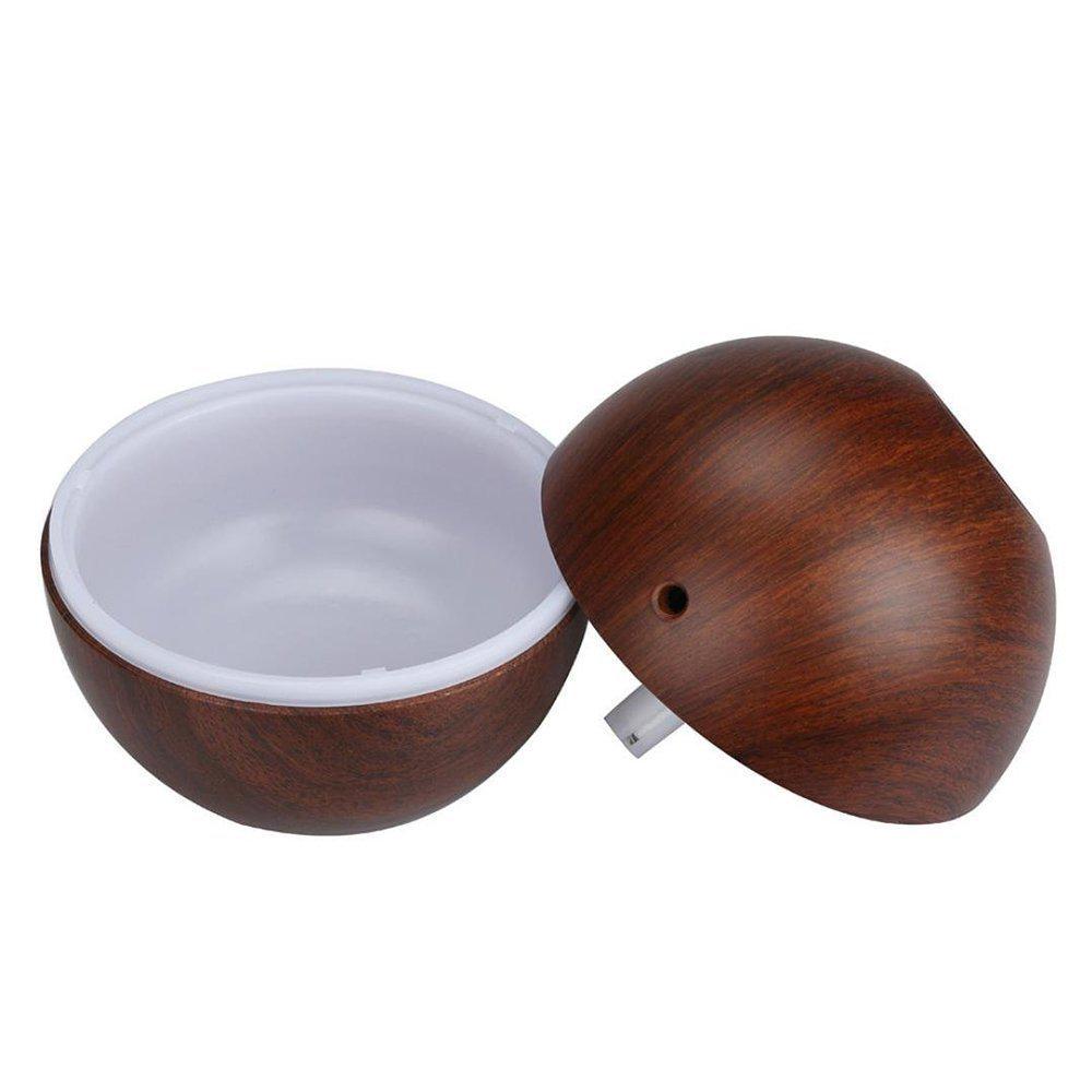 USB Mini Wooden Grain Spherical Air Humidifier & Seven-Color Aroma Diffuser Gift.