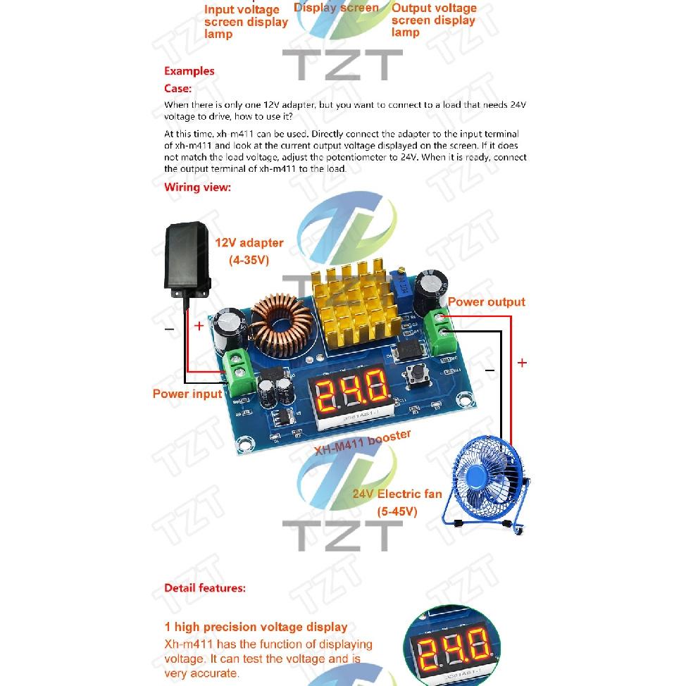 DC 3V-35V To DC 5V-45V Boost Module Digital Voltmeter DC-DC Step Up Module Boost Converter Board 5A Power Adjustable For Voltage