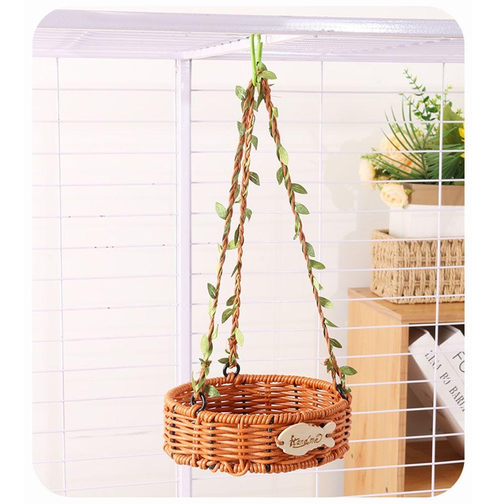 Imitation Rattan Pet Bird Nest Hand-Woven Breathable Bird Hammock for Cage Washable Adjustable Bird Sleeping Hut Parakeet