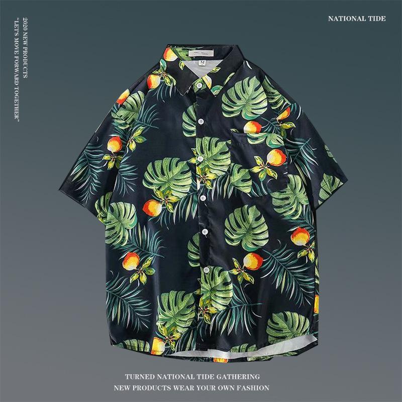 Japanese Hong Kong-Style Floral Hawaiian Shirt - Unisex Summer Short-Sleeve Retro Beachwear