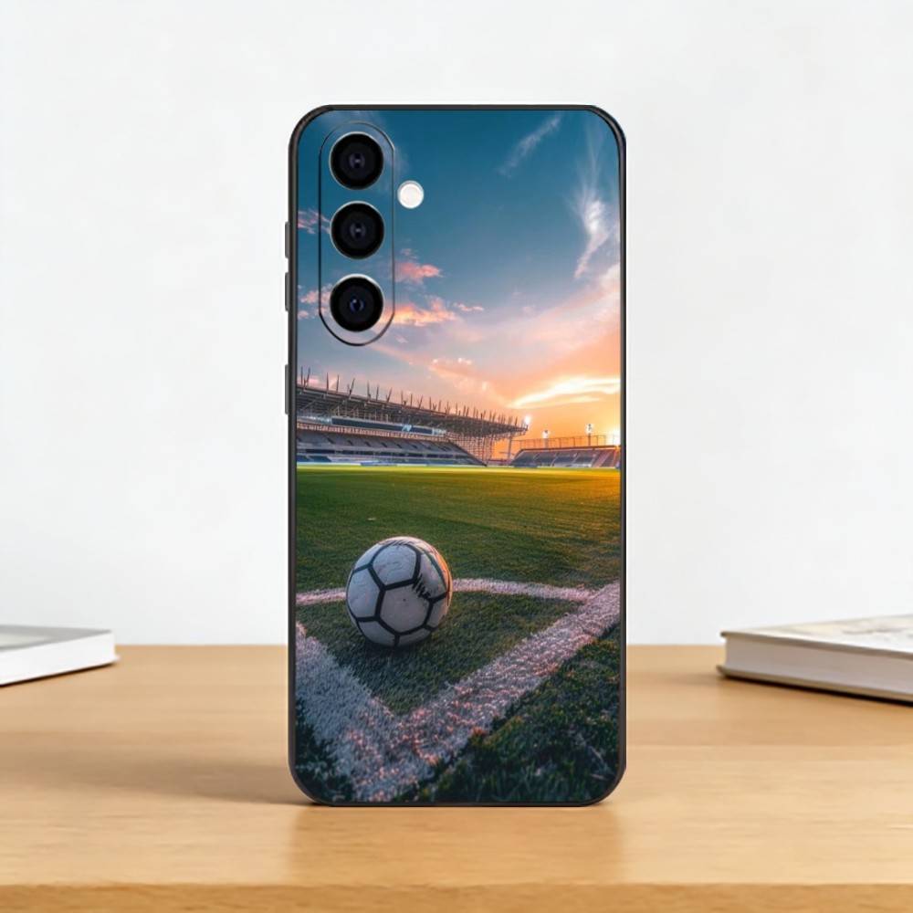 Football Sport Soccer Phone Case Black Silicone Soft For Samsung Galaxy A73,A72,A71,A70,A53,A52,A51