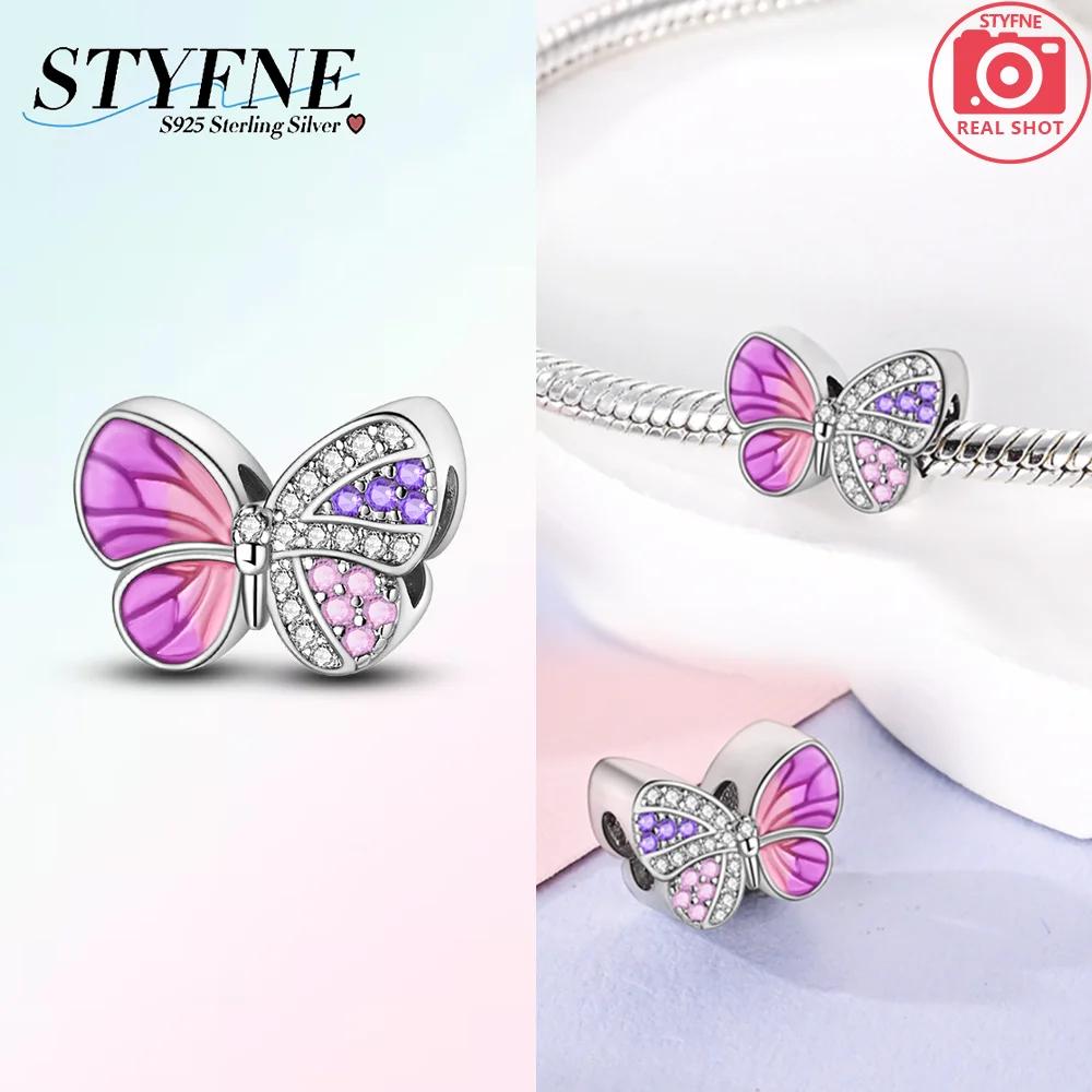 Breloques Perles Charms Plata Originales Papillons Rose Bleu Breloques Perles pour Charms Bracelets Cuivre Fabrication Bijoux Cadeau Femmes