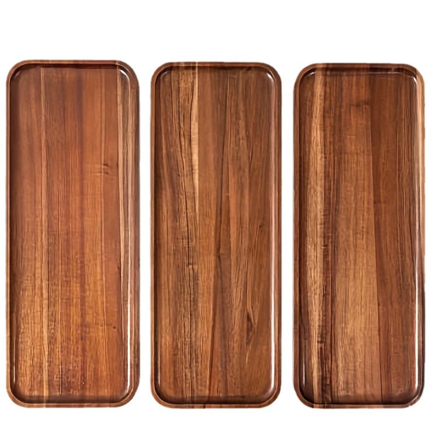 Japanese Acacia Wood Tray: Rectangular Plate, Fruit/Snack Dish, Oval Breadboard, Teacup Saucer