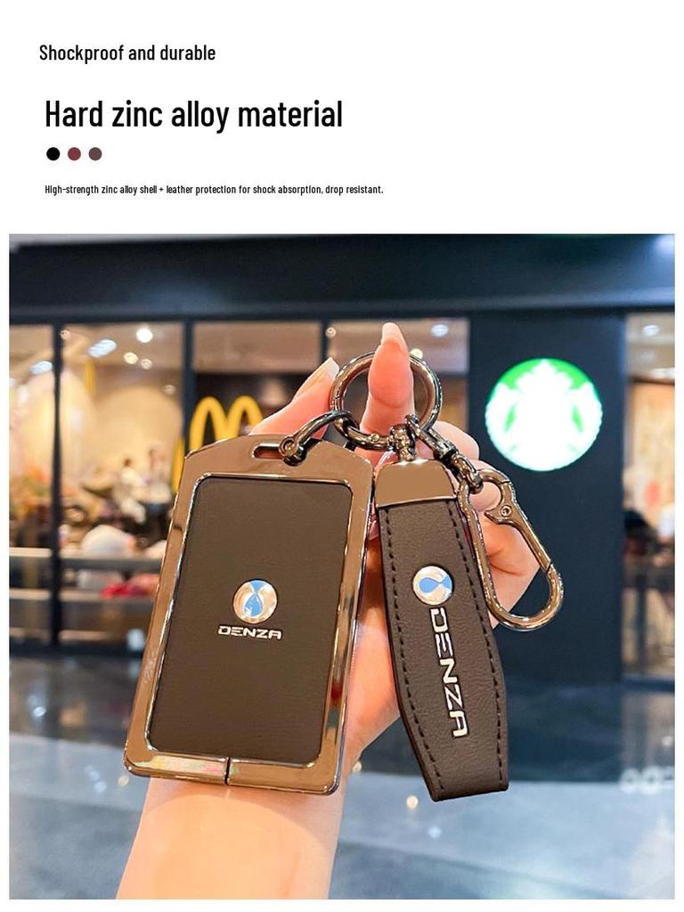 Denza D9 Key Fob Cover, NFC Car DMI Pickup Case, EV Metal Buckle Full Enclosure for New Model.
