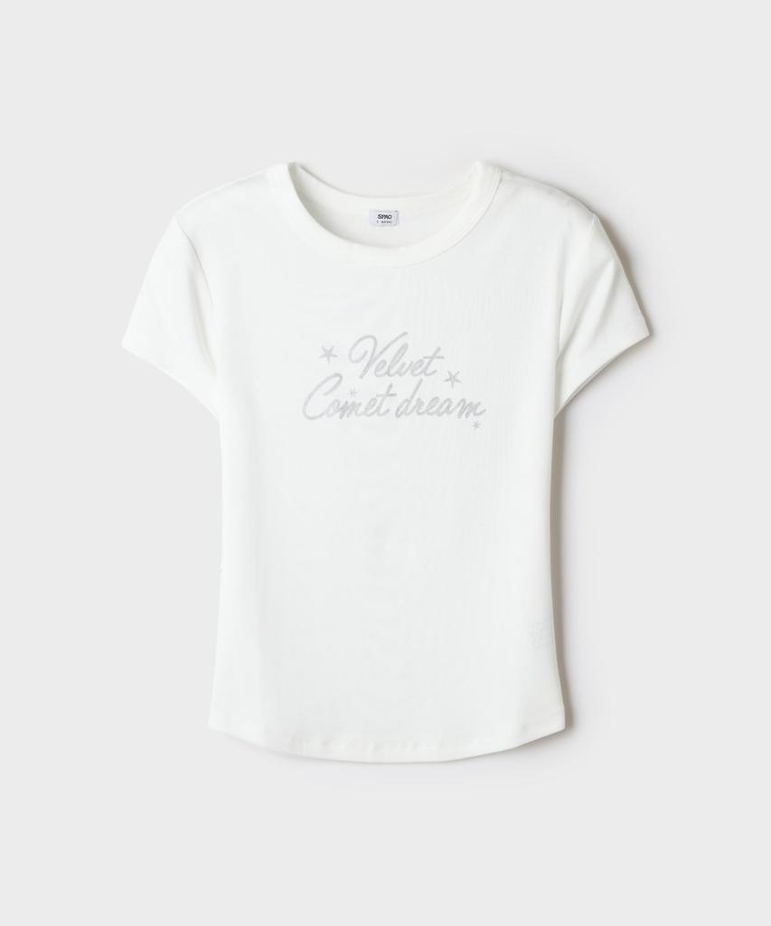 Seupao Glitter Typography Short Sleeve T-Shirt_Sprpg37G63