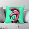 Punk Rock Flamingo With Mohawk Square Pillowcase Polyester Linen Velvet Pattern Zip Decorative Bed Cushion Case