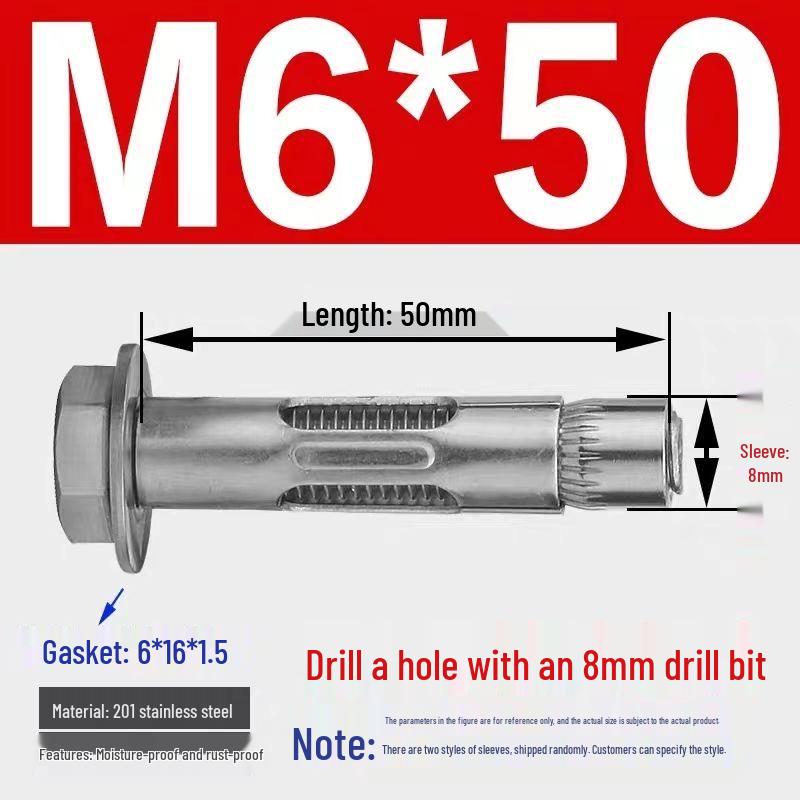 Stainless Steel Expansion Bolt with External Hex & Built-in Hole
