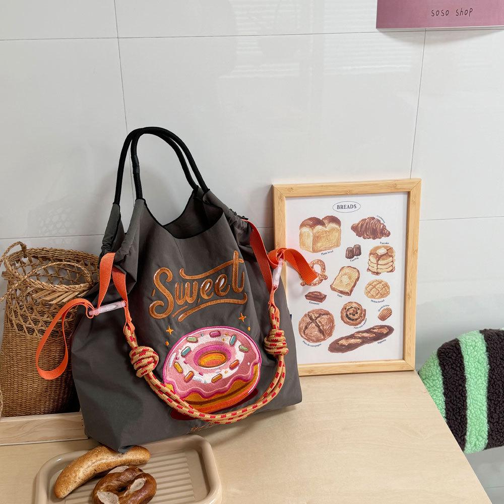 GUANchain Umweltfreundliche Damen-Handtasche: Exquisite gestickte Nylon-Einkaufstasche mit einer Schulter