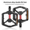 1Pair Double DU Bearing Bicycle Pedal Anti-slip Cycling Flat Pedals Ultralight Aluminum Alloy Mountain Road Bike Platform Pedal