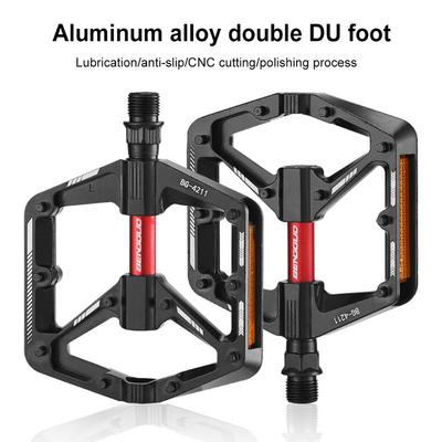 1Pair Double DU Bearing Bicycle Pedal Anti-slip Cycling Flat Pedals Ultralight Aluminum Alloy Mountain Road Bike Platform Pedal