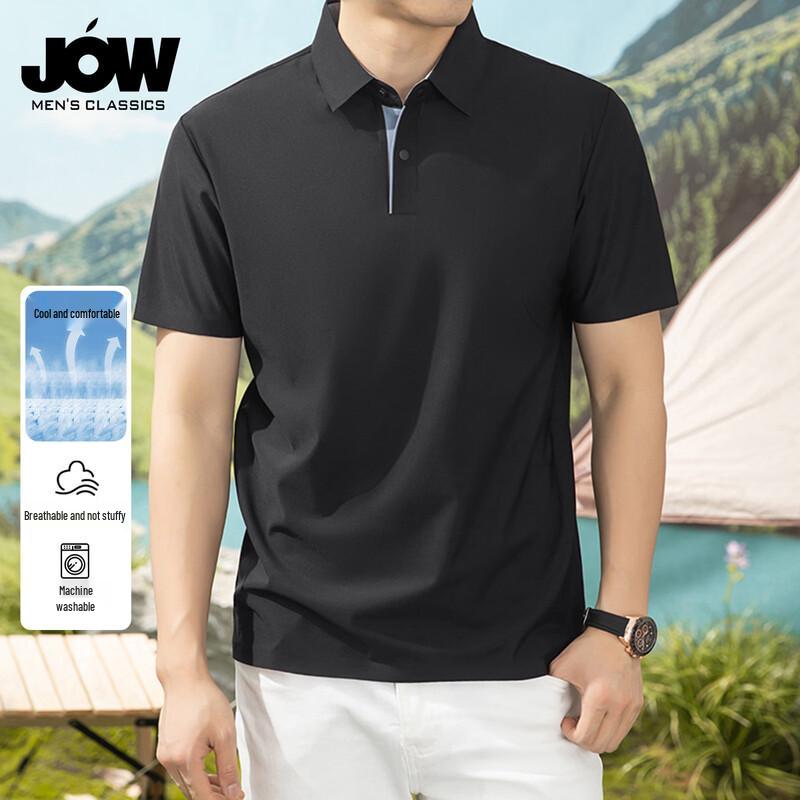 JOW Men s Loose Fit Color-block Short Sleeve Polo Shirt 4XL