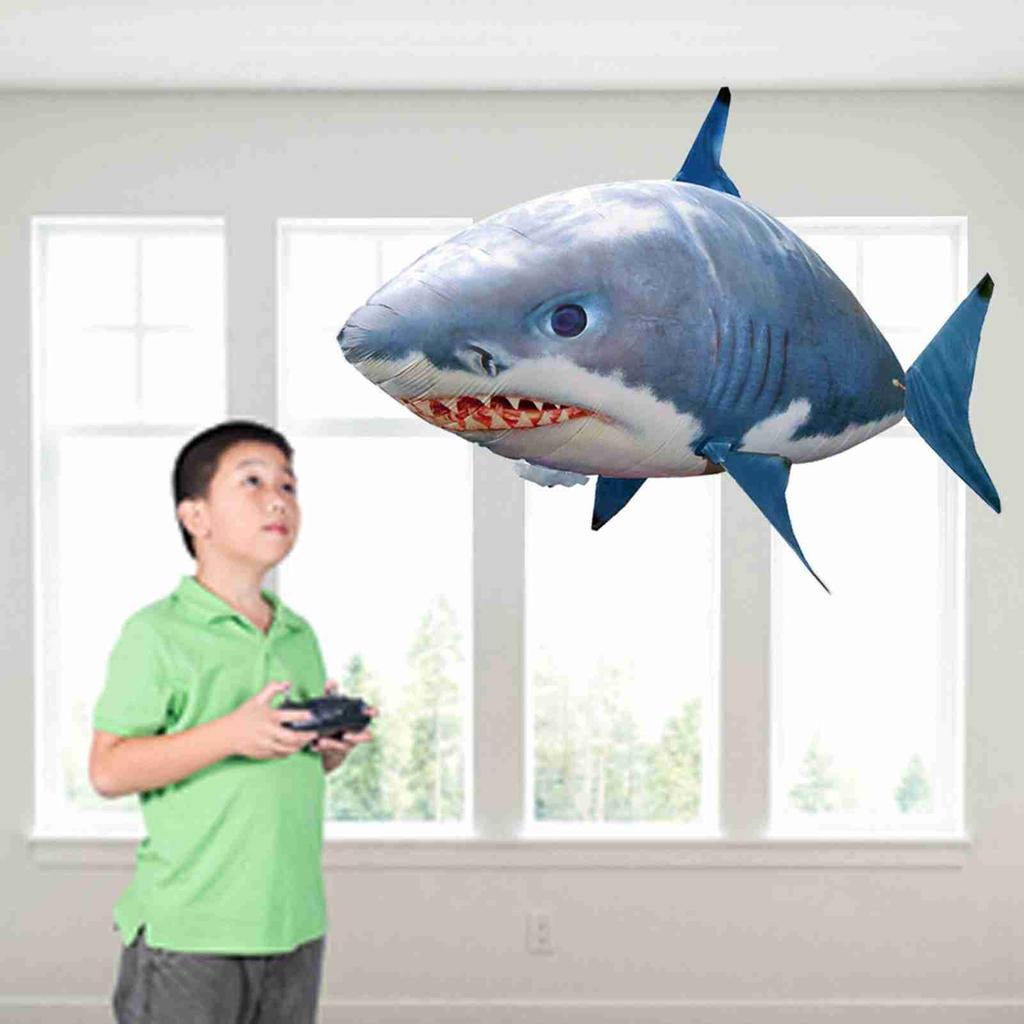 D2 Pet Cat Toys Remote Control Toy Flying Shark Inflated RC Inflatable Balloon Cat Dog Toy Kids Gift Accessories (Blue Shark)