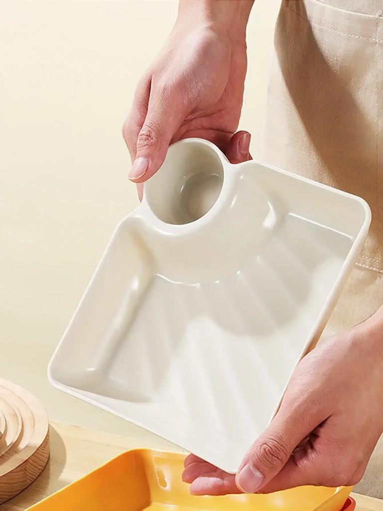 1pc-plastics Dumpling Plate Polished Square Snack Plate for Restaurant Kitchen and Household Use Creative Design, Easy To Clean