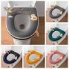 Toilet Seat Lid Cover Ultra Soft Keep Warm Cartoon Duck Moon Embroidery Cushion All Inclusive Zipper Plush Ring Mat with Handle for Home