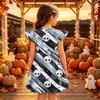 Kids Halloween Printed Dress with Sleeve Casual Party Dress for Girls
