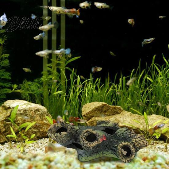 Aquarium Landscaping Decor Decaying Trunk Hide Decorative Betta Fish Hideout with Multiple Holes Resin Tank And Caves Log Hideout Cave for