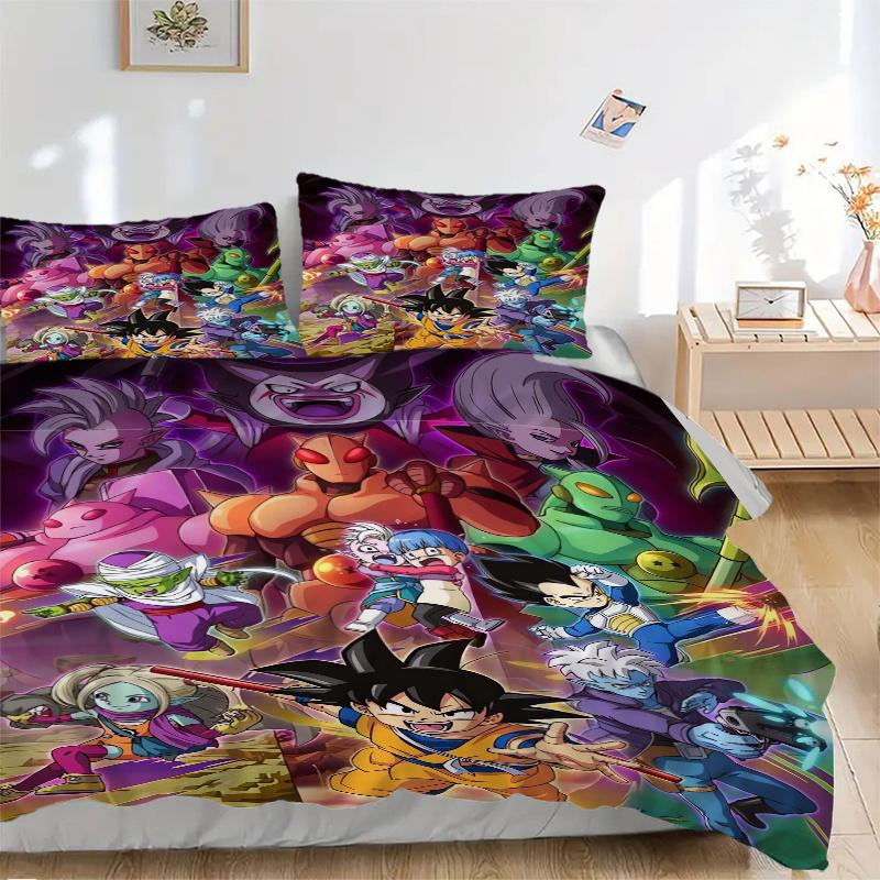 3pcs Dragon Ball Heroes Bedding Set Includes Quilt Cover and Pillowcases, Suitable for All Seasons H028