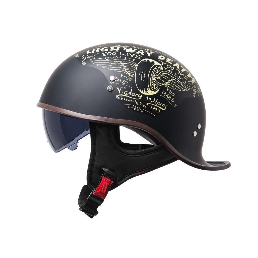 Retro Summer Lightweight Half Helmet with Inner Lens for Men and Women