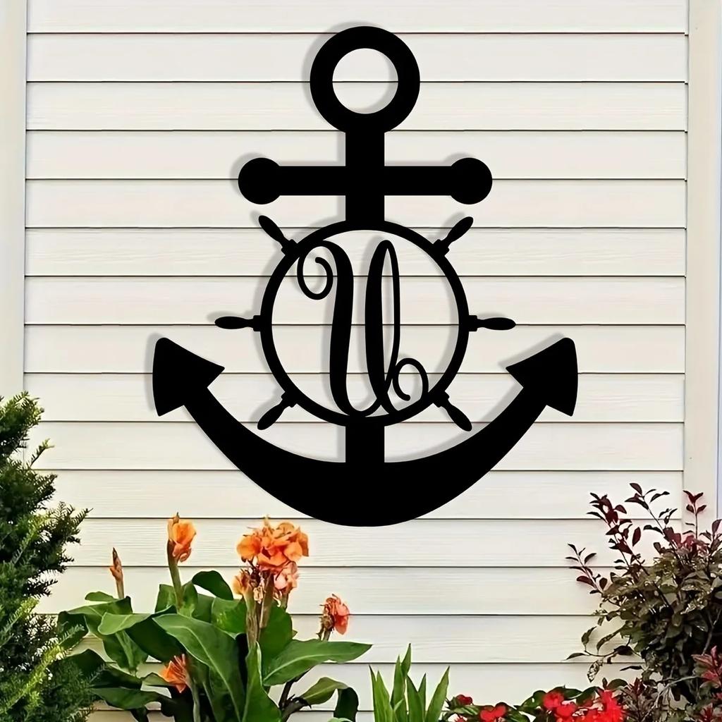 Custom Letter Anchor Metal Wall Art - Ευέλικτο, χωρίς ενέργεια, κομψή διακόσμηση για σπίτι και δώρα, τέλειο εσωτερικό και εξωτερικό