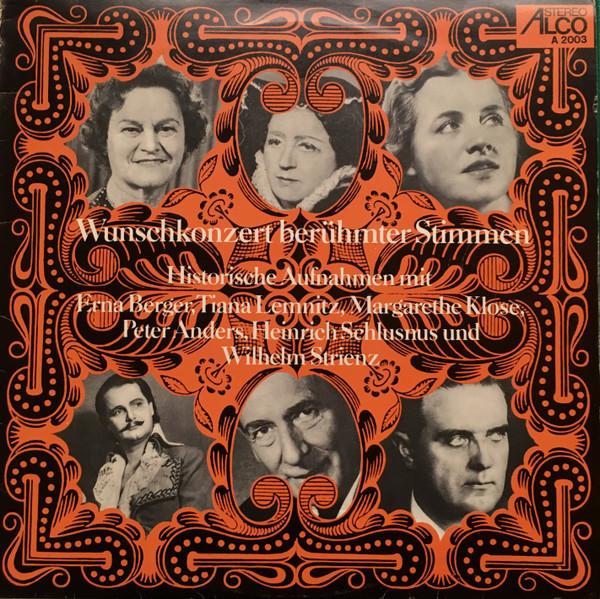 

LP Record ERNA BERGER TIANA LEMNITZ MAGARET Wunschkonzert Beruhmter Stimmen A2003 ALCO Germany Classical Used