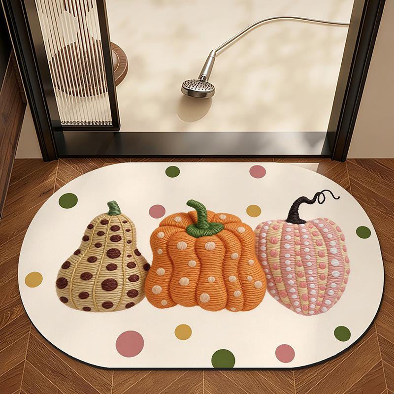Colorful Pumpkin Anti-slip Bathroom Mat – Water Absorbent Decorative Floor Rug