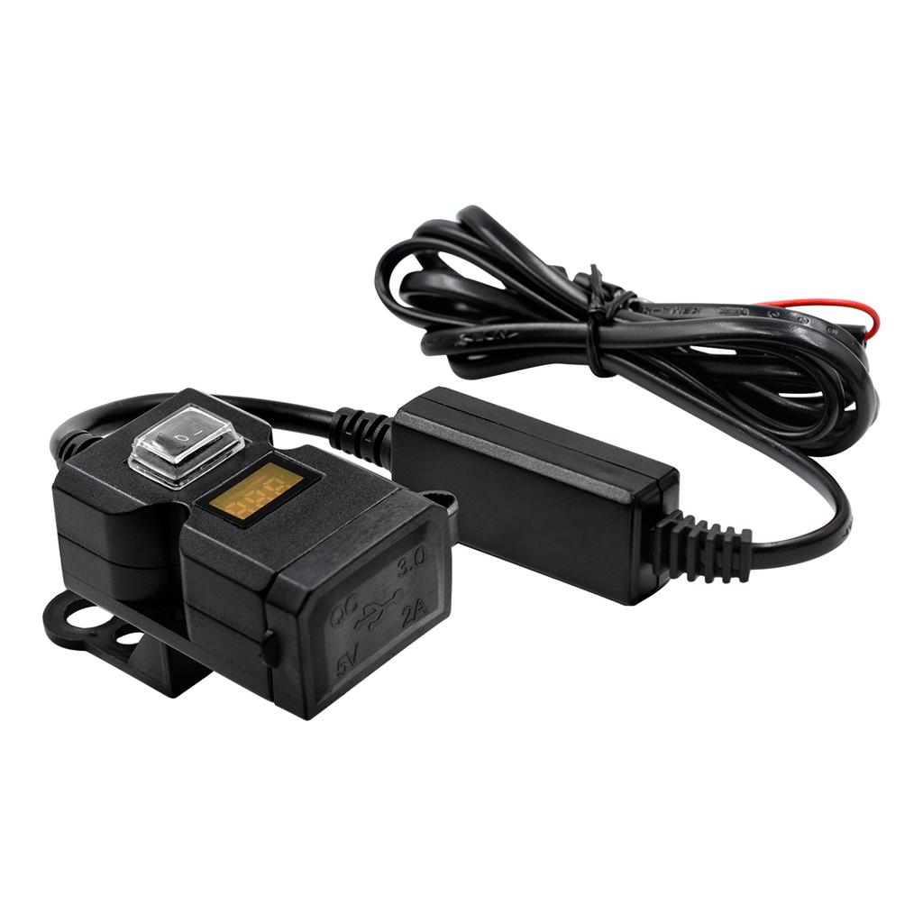 Motorcycle Electric Car USB Mobile Phone Charging Waterproof Switch Integrated Handle Bar Rearview Mirror, 9-32V