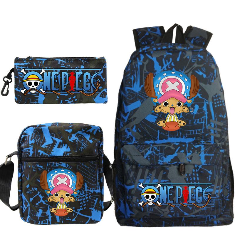 Cartoon Printed Teen Backpack Men's and Women's Student School Bag Three-piece Combination