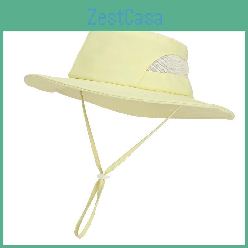Sunscreen Breathable Summer Hat Withsolid Color Drawstring Design Daily For