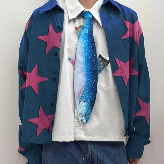 Men Shirt Tie 3D Fish Monkey Design Velvet Necktie Animal Bow Tie Neckwear Realistic Texture Versatile Style Necktie