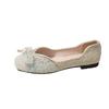 Sparkling sequins exquisite small pointed head shallow mouth comfortable dating pearl bow Doudou single shoes women