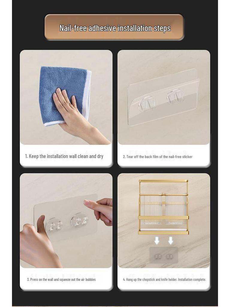 Wall-Mounted Light Luxury Chopstick & Knife Holder Rack