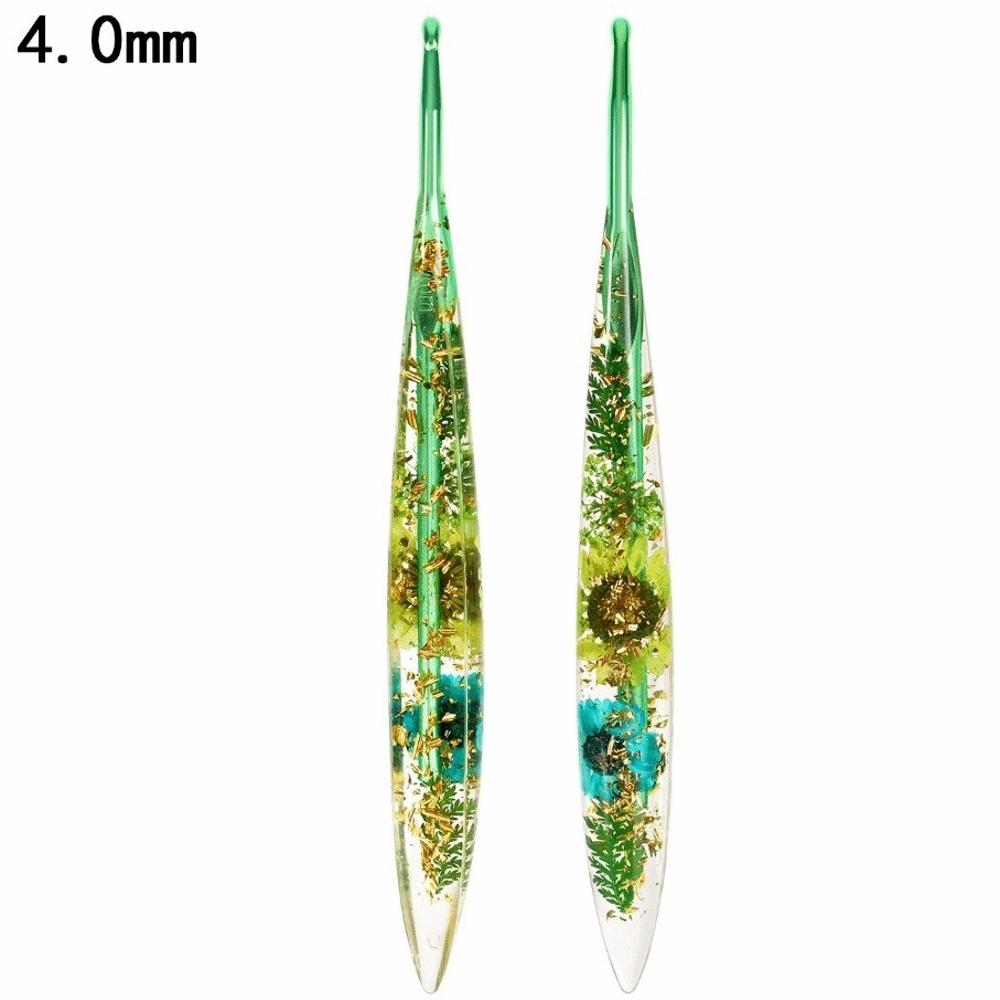 Floral Resin Grips Crochet Hook 2.0-6.0mm Non-Slip Weave Needle Knitting Tools Yarn Knitting Knitting Needle Sweater Making