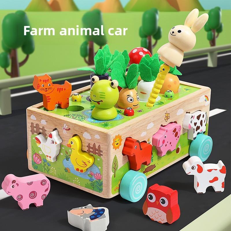 Rabbit Wooden Farm Car Paired Puzzle Toy For Childrens Educational Skills Play