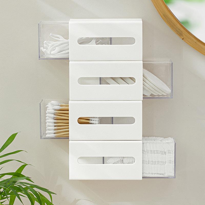 Wall Mounted Storage Box Bathroom Cosmetic Cotton Swabs Jewelry Storage Box Home Office Sundries Clips Hairpin Drawer Storage