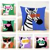 Funny And Fun Pictures Of Happy Animals Cushion Cover Linen Pillowcase Soft  for Sofa Bed Home Room Decor