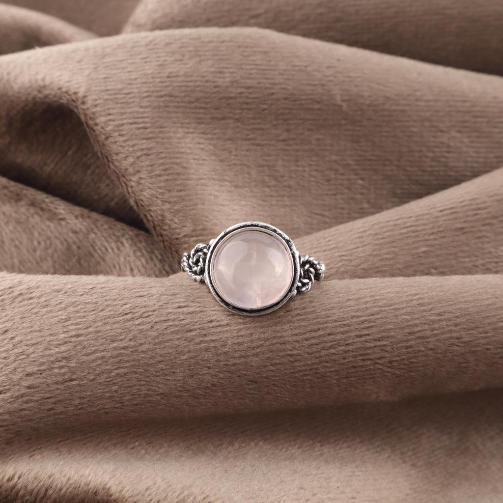 Rose Quartz Ring Jewelry, 925 Sterling Silver Ring, Handmade Adorable Gemstone Meditation Jewelry Ring For Memorial Day