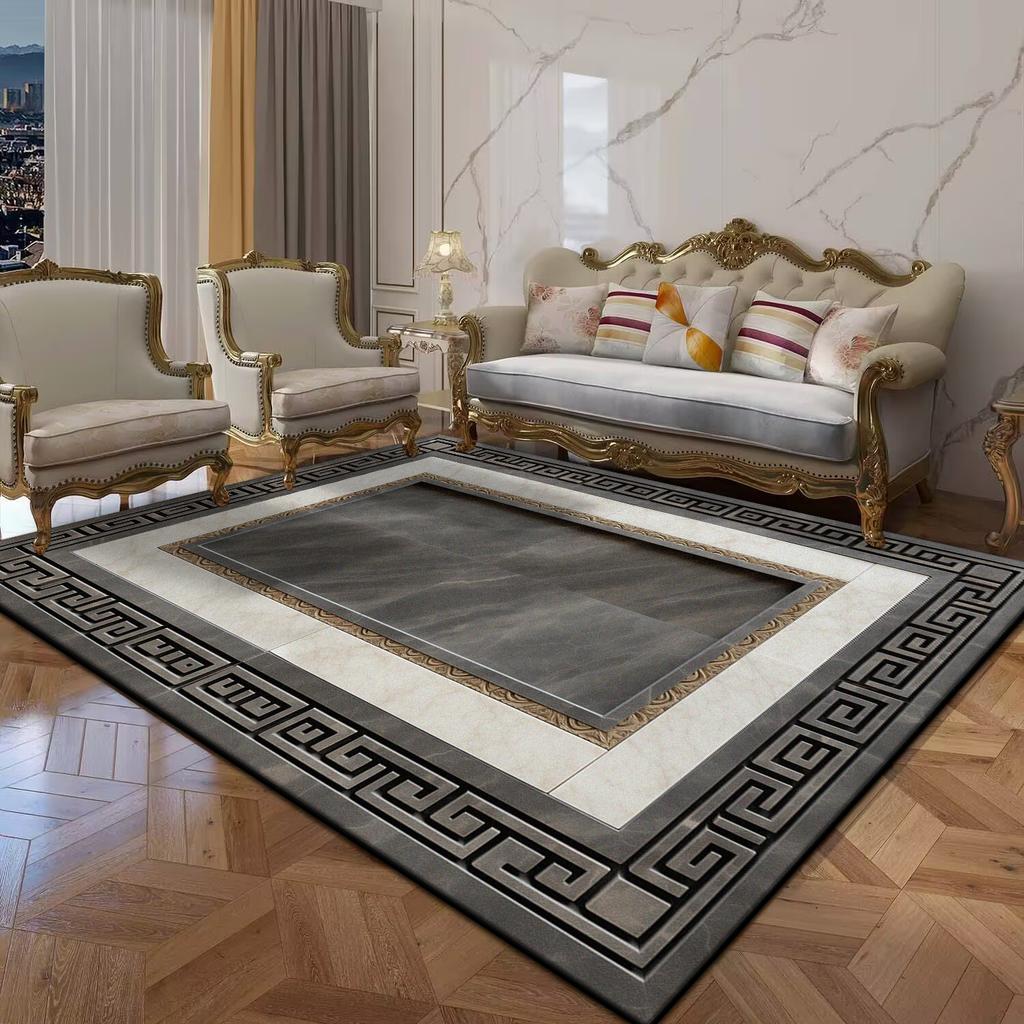 Black Gold Marble Luxury Carpet for Living Room Decor Large Area Rugs Anti Slip Floor Mat Sofa Table Decorations