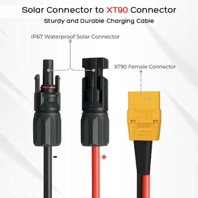 12AWG 2m/6.5FT XT90 To Solar Connector Cable for Bluetti AC200/AC200L/AC200P/AC200Max SOLARPLAY AFERIY Solar Generators.