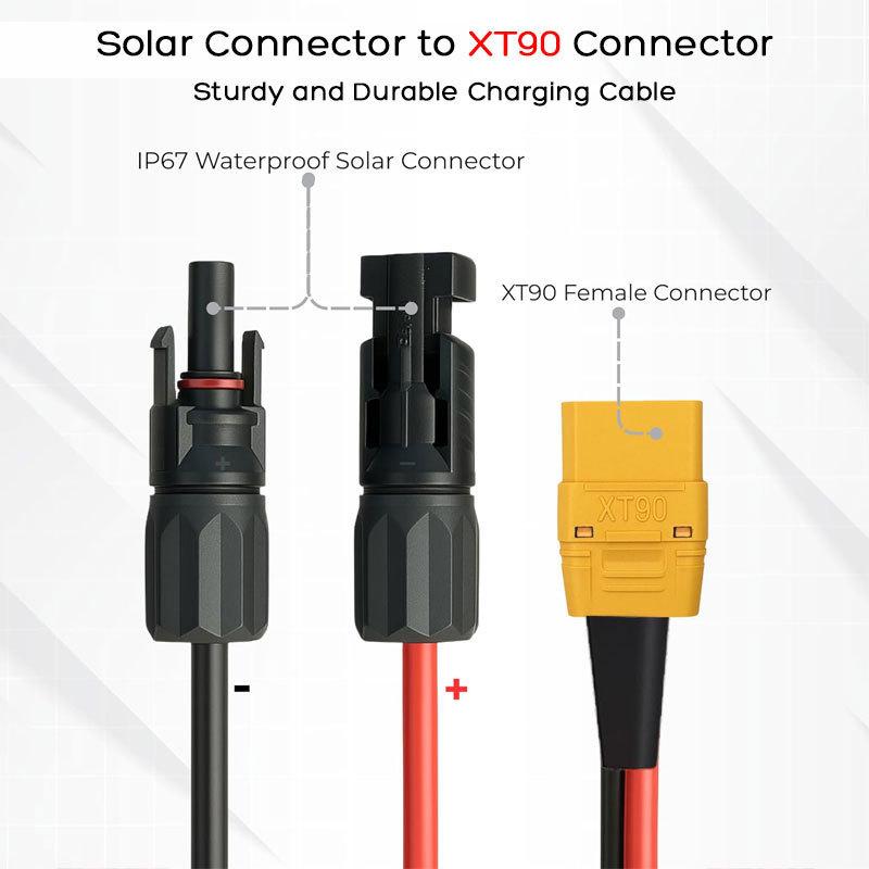 12AWG 2m/6.5FT XT90 to Solar Connector Cable for Bluetti AC200/AC200L/AC200P/AC200Max SOLARPLAY AFERIY Solar Generators.