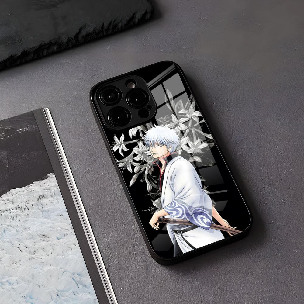 Чехол для телефона с аниме G-Gintama Для IPhone 17 Air 16 E Pro Max 15 14 13 Mini 12 Pro 11 Max Plus Черная стеклянная крышка iPhone17 Air